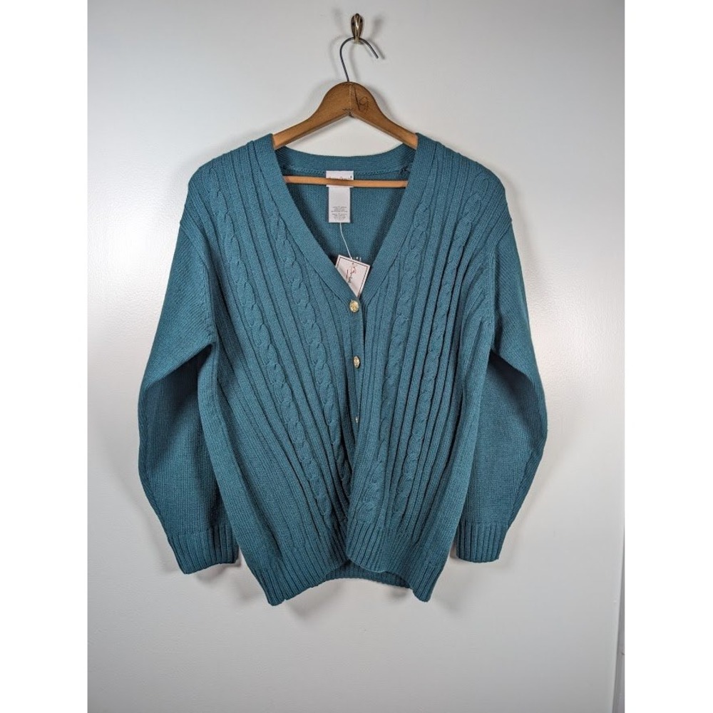 Bobbie Brooks Cardigan Sweater Women's Medium Cable Knit Fisherman Cottagecore